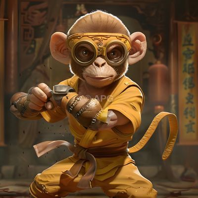 Steampunk Affe im Kung Fu Gewand